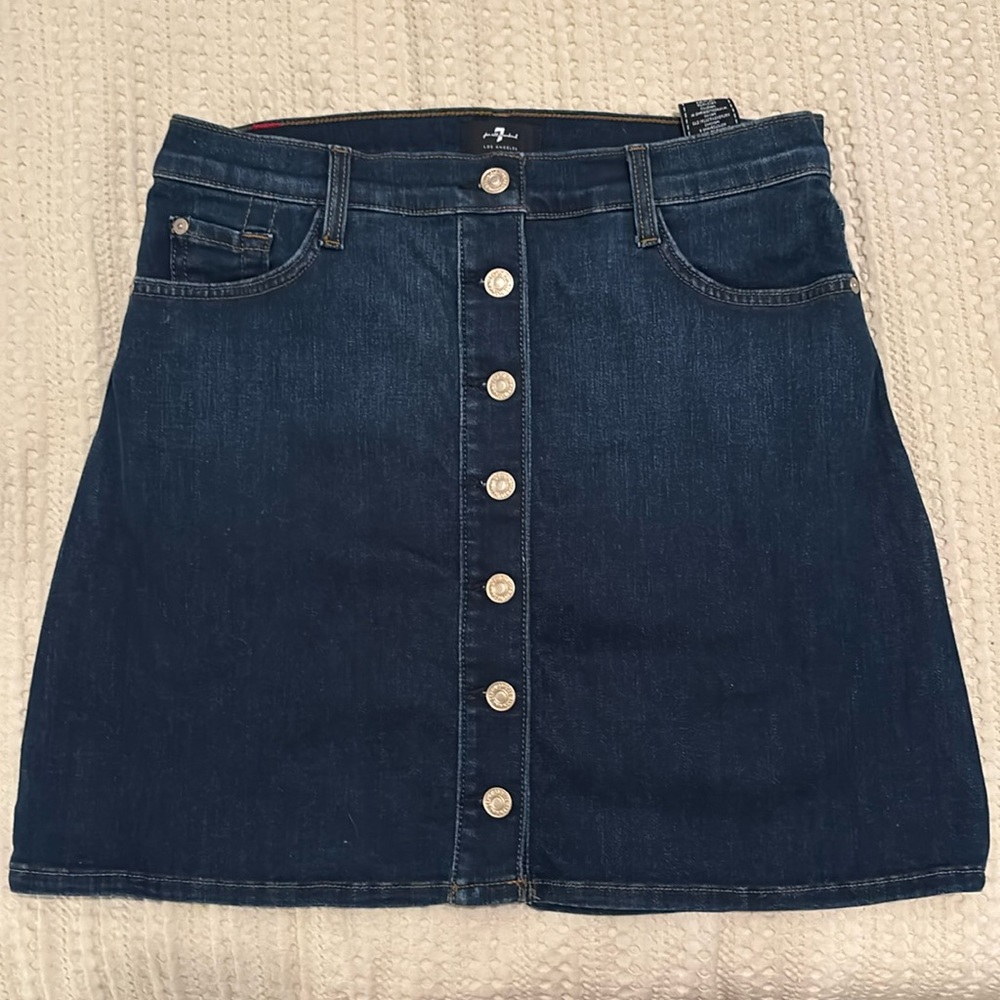 7 For All Mankind Front Button Denim Skirt